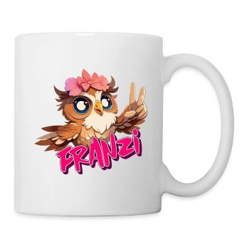 FRANZI - Schöner Mädchen Name mit süßer EULE - Tasse - Weiß - Rechts