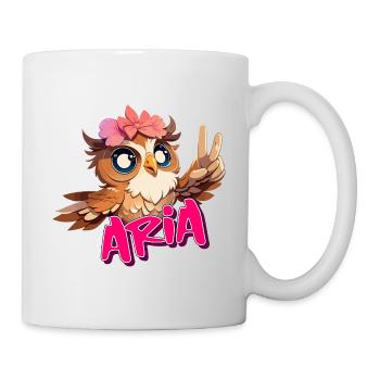 ARIA - Beau nom de fille avec un hibou mignon - Mug blanc - blanc - Droite