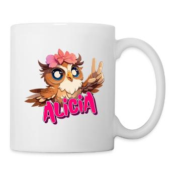 ALICIA - Beautiful Girl Name with Cute OWL - Mug - white - Right