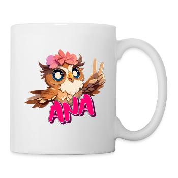 ANA - Beautiful Girl Name with Cute OWL - Mug - white - Right
