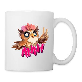 ANNY - Beautiful girl name with cute OWL - Mug - white - Right