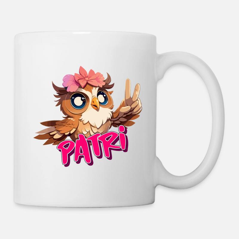 PATRI - Schöner Mädchen Name mit süßer EULE - Tasse - Weiß