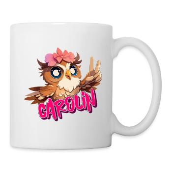CAROLIN - Schöner Mädchen Name mit süßer EULE - Tasse - Weiß - Rechts