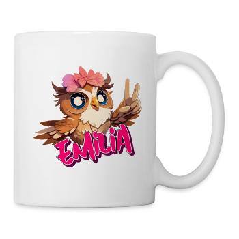 EMILIA - Beau nom de fille avec hibou mignon - Mug blanc - blanc - Droite