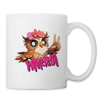 PATRICIA - Beautiful Girl Name with Cute OWL - Mug - white - Right