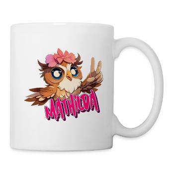 MATHILDA - Schöner Mädchen Name mit süßer EULE - Tasse - Weiß - Rechts