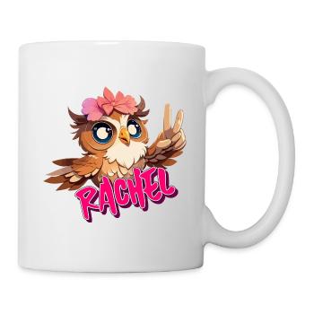RACHEL - Beautiful Girl Name with Cute OWL - Mug - white - Right
