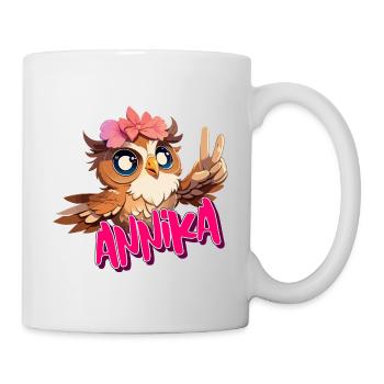 ANNIKA - Schöner Mädchen Name mit süßer EULE - Tasse - Weiß - Rechts