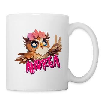 ANDREA - Beautiful girl name with cute OWL - Mug - white - Right