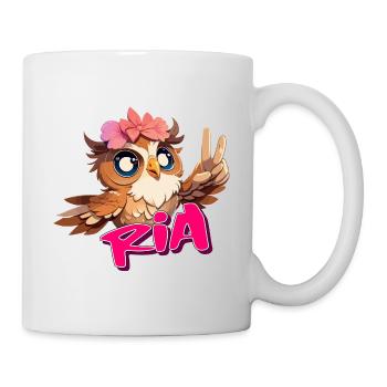 RIA - Beau nom de fille avec hibou mignon - Mug blanc - blanc - Droite
