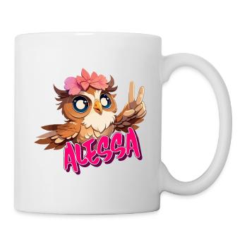 ALESSA - Beau nom de fille avec un hibou mignon - Mug blanc - blanc - Droite