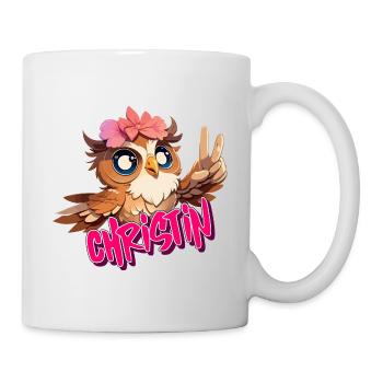 CHRISTIN - Beautiful girl name with cute OWL - Mug - white - Right