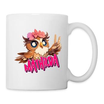 MATHILDA - Schöner Mädchen Name mit süßer EULE - Tasse - Weiß - Rechts