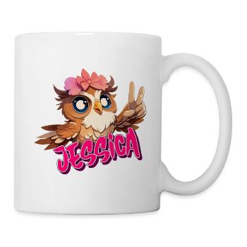 JESSICA - Beau nom de fille avec hibou mignon - Mug blanc - blanc - Droite