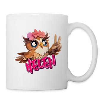 HELEN - Beautiful girl name with cute OWL - Mug - white - Right