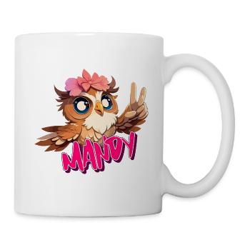 MANDY - Schöner Mädchen Name mit süßer EULE - Tasse - Weiß - Rechts
