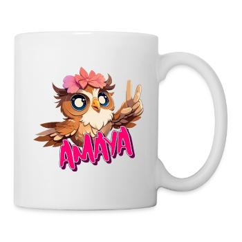 AMAYA - Beautiful girl name with cute OWL - Mug - white - Right