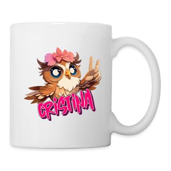 CRISTINA - Beautiful Girl Name with Cute OWL - Mug - white - Right