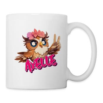 AXELLE - Beau prénom de fille avec hibou mignon - Mug blanc - blanc - Droite