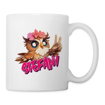 STEFANY - Beautiful girl name with cute OWL - Mug - white - Right