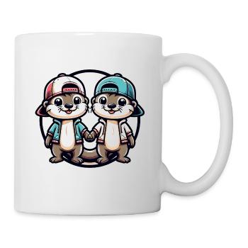 Two Cute Otter Buddies Buddies Forever - Mug - white - Right