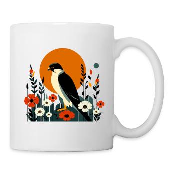 Wanderfalke in Blumen - Tasse - Weiß - Rechts