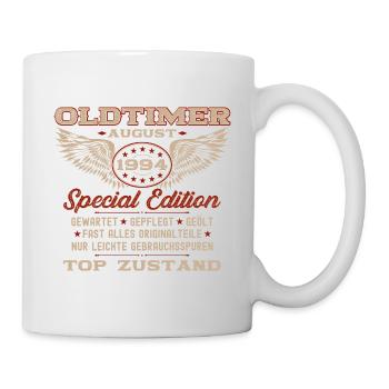 30. Geburtstag Oldtimer August 1994 Jahrgang - Tasse - Weiß - Rechts