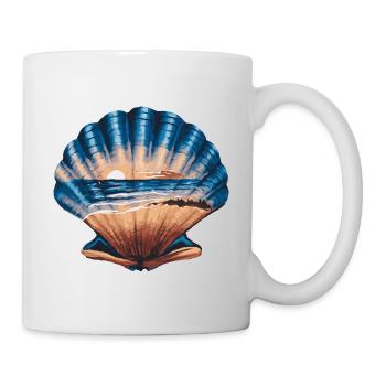 Muschel Strand Szene Serene Ozean Landschaft - Tasse - Weiß - Rechts