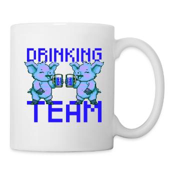 Cochon buvant de la bière en équipe - Mug blanc - blanc - Droite