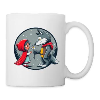 Rotkäppchen Wolf Märchen Kinder Blume Märchenfigur - Tasse - Weiß - Rechts