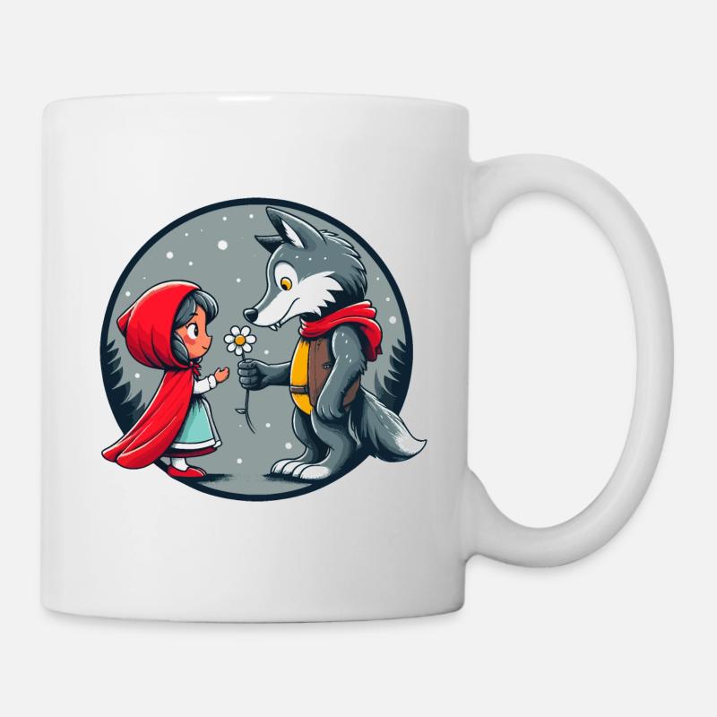 Petit Chaperon Rouge Loup Conte de fées Fleur pour enfants Personnage de conte de fées - Mug blanc - blanc
