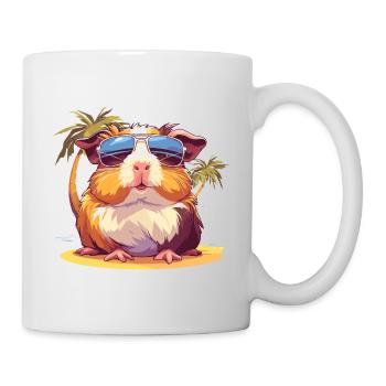 Niedliches Meerschweinchen Chilt mit Sonnenbrille - Tasse - Weiß - Rechts