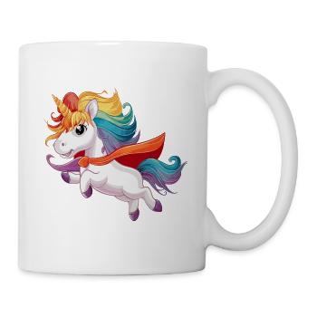 Lustiges Einhorn als Held für einen Superheld - Tasse - Weiß - Rechts
