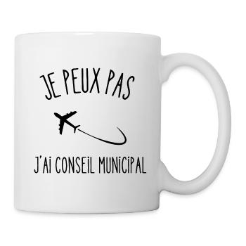 je peux pas j'ai conseil municipal - Mug blanc - blanc - Droite