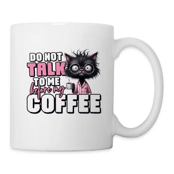 Chat du matin avec du café - Mug blanc - blanc - Droite