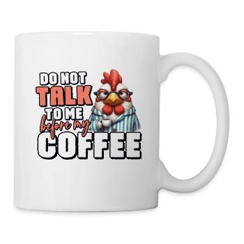 Grumpy rooster with coffee - Mug - white - Right