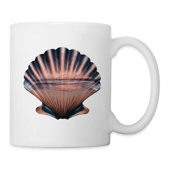 Muschel Strand Szene Serene Ozean Landschaft - Tasse - Weiß - Rechts