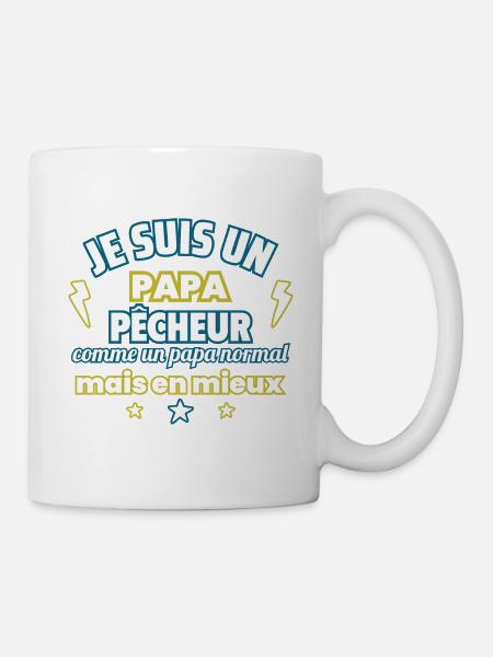 Papa PÊCHEUR,cadeau fête des pères,Pêche,Humour - Mug blanc - blanc