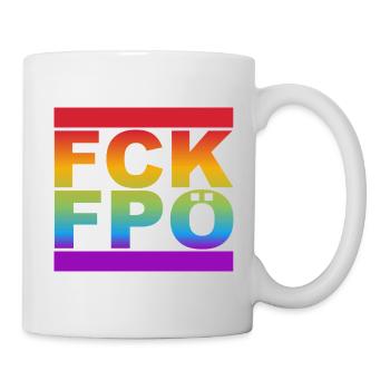 FCK FPÖ - LGBTQ Regenbogenfarben - Tasse - Weiß - Rechts
