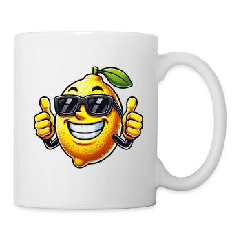 Coole Zitrone mit Sonnenbrille Daumen hoch - Tasse - Weiß - Rechts