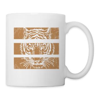 Tiger Jungle Predator Face Grunge Stripe Look - Mug - white - Right