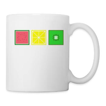 DIGITAL FRUITS - Pixel Melone - Zitrone - Kiwi - Tasse - Weiß - Rechts
