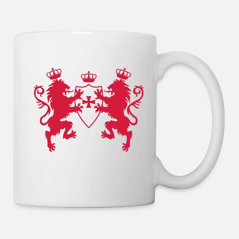 Loewen mit dem Ritterschild Templer Kreuz Krone 1c - Tasse - Weiß