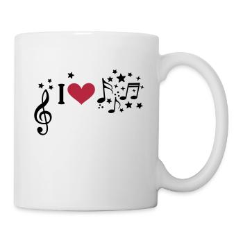 I love music. Add your own text, star, singer band - Mug - white - Right