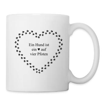 Hundepfoten Herz - Tasse - Weiß - Rechts