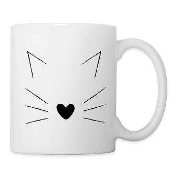 Katze mit Herznase - Tasse - Weiß - Rechts