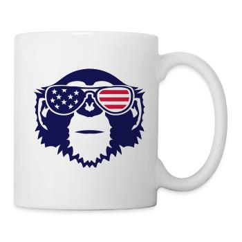 monkey head sunglasses sun color america flag - Mug - white - Right