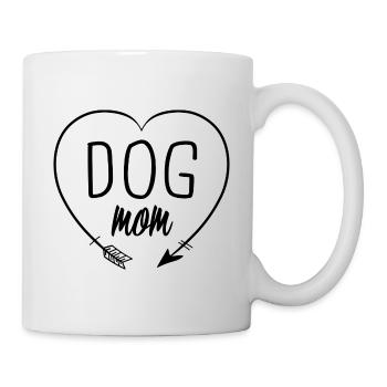 Dog Mom Hundemama Herz - schwarz - Tasse - Weiß - Rechts