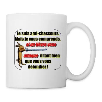 Anti-chasseurs noir et rouge - Mug blanc - blanc - Droite