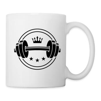 dumbbell icon weights symbol crown - Mug - white - Right
